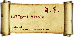 Mágeri Vitold névjegykártya
